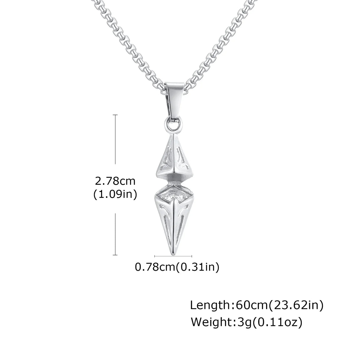 VNOX Men's Stainless Steel Zircon Pendant Necklace | Geometric Blue White Chain