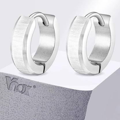 Stainless Steel Hoop Earrings for Men | Brushed Silver Small Hoops