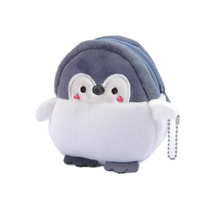 Cute Animal Plush Coin Purse | Zipper Change Purse with Keychain Mini Wallet