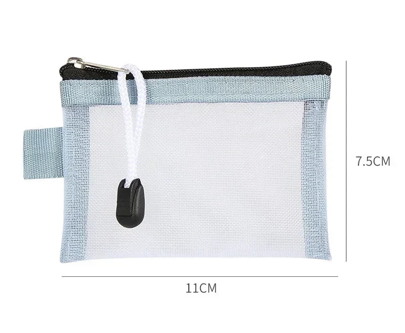 Mini Clear Nylon Mesh Zipper Coin Purse | Portable Wallet for Cards, Keys, and Lipstick