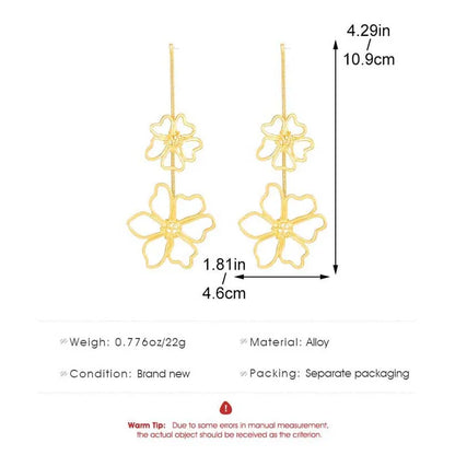 Gold Leaf Drop Earrings | Long Geometric Statement Jewelry for Women