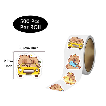 500PCS Cartoon Capybara Stickers Anime Decal Skateboard Laptop Motorcycle Guitar Cute Kawaii Cartoon Movie Sticker Kids Toy