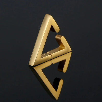 Stainless Steel Non-Piercing Triangle Earrings | Punk Hip Hop Ear Clip Set