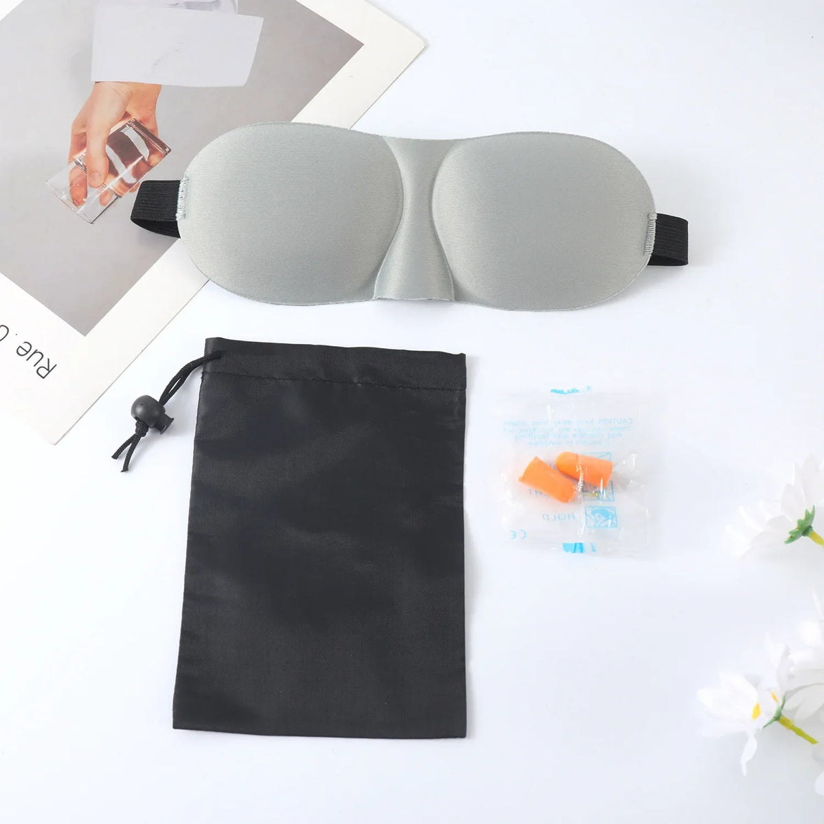 3D Sleep Mask for Travel and Nap | Lightweight Eye Cover with Storage Bag and Earplugs
