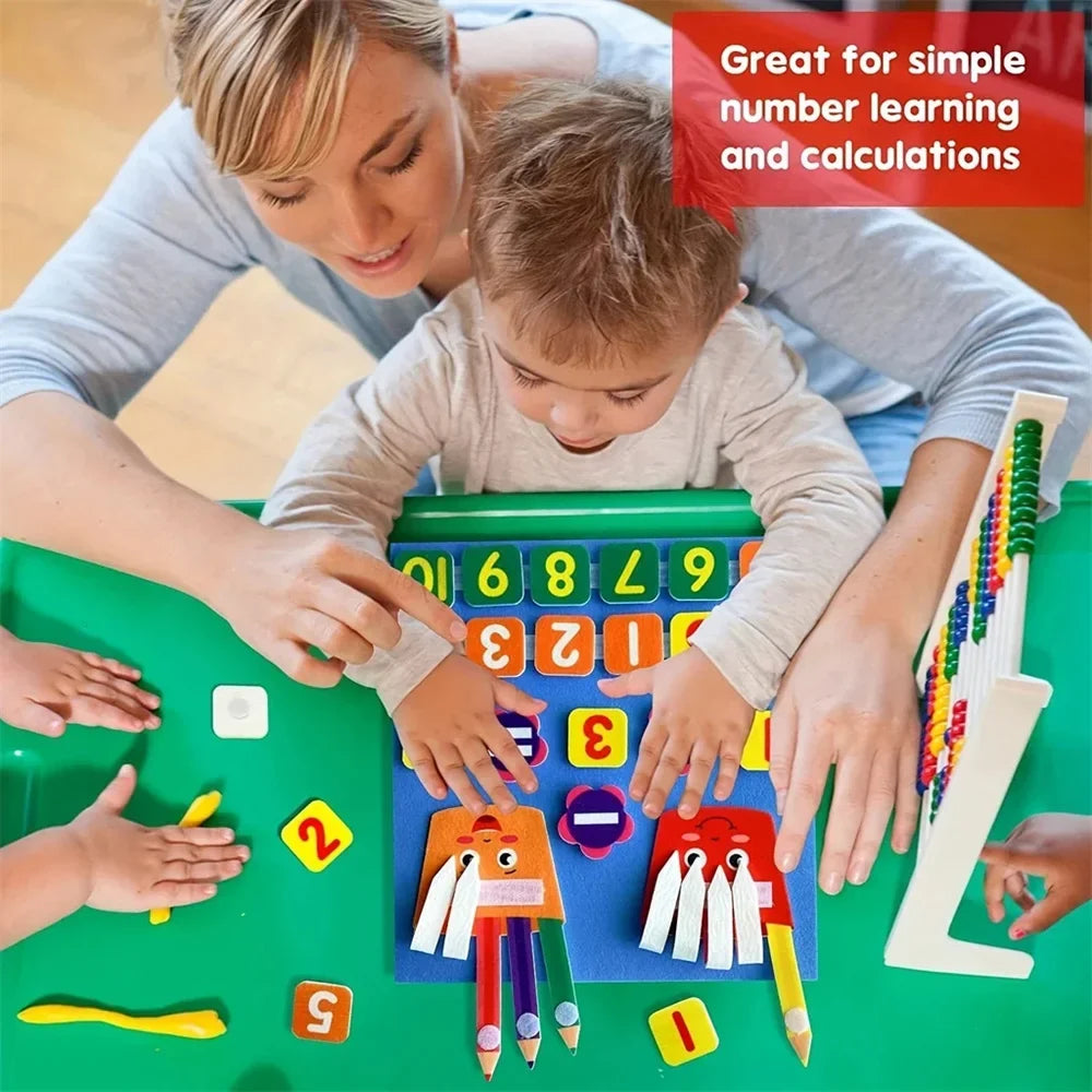 Felt Learning Board Children Toys Educational DIY Toy Addition Subtraction Finger Arithmetic Teaching Enlightenment Board