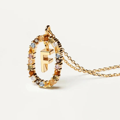 925 Sterling Silver Gold Initial Necklace | Personalized Letter Pendant with Zirconia