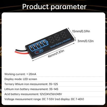 LED Voltage and Battery Capacity Display Board | DC 7-55V Universal Smart Battery Charge Indicator with Low Voltage Alarm