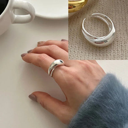 VENTFILLE 925 Sterling Silver Irregular Ring | Geometric Minimalist Jewelry for Women