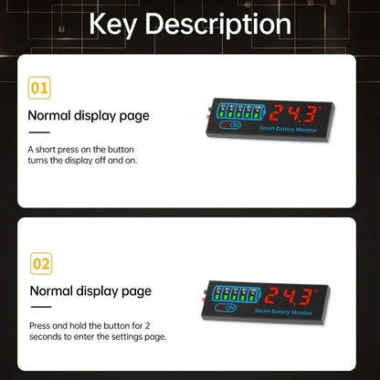 LED Voltage and Battery Capacity Display Board | DC 7-55V Universal Smart Battery Charge Indicator with Low Voltage Alarm