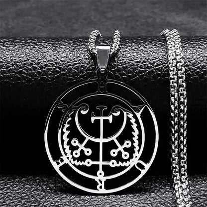 Sigeal Sigil De Lucifer Stainless Steel Satan Necklace | Asmoday Key Baphomet Pendant Jewelry