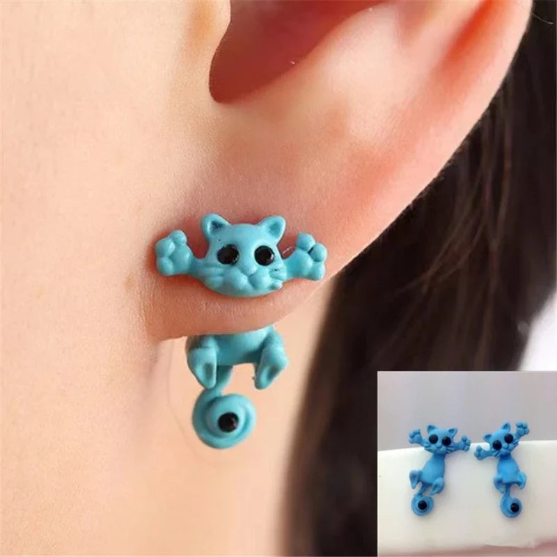Handmade Polymer Clay Animal Earrings | Cute Dinosaur Cat Dog Stud Earrings for Women