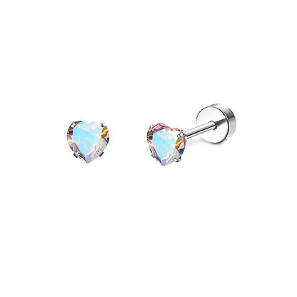 Stainless Steel Crystal Stud Earrings Set | Star Heart Butterfly Cartilage Tragus Helix Piercing Jewelry