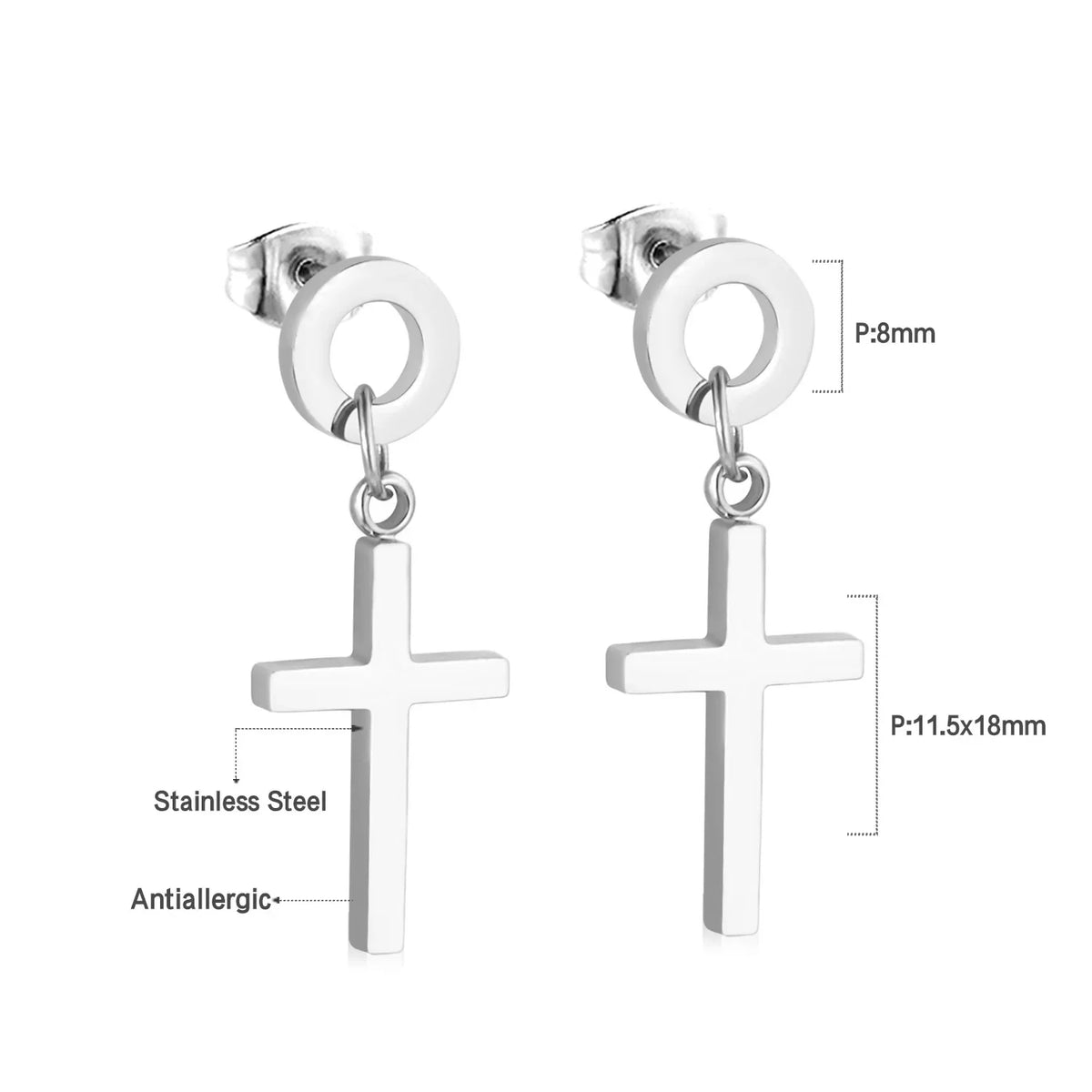 LUXUSTEEL Stainless Steel Cross Hoop Earrings | Colorful Fashion Jewelry for Women