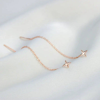 Star Thread Chain Drop Earrings | Trendy Korean Style Pendant Jewelry