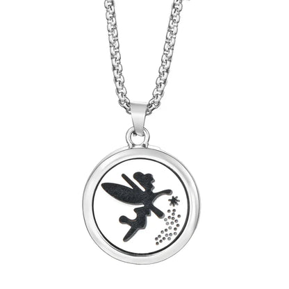 20mm Pattern Insert Perfume Pad Locket Necklace | Stainless Steel Aromatherapy Pendant