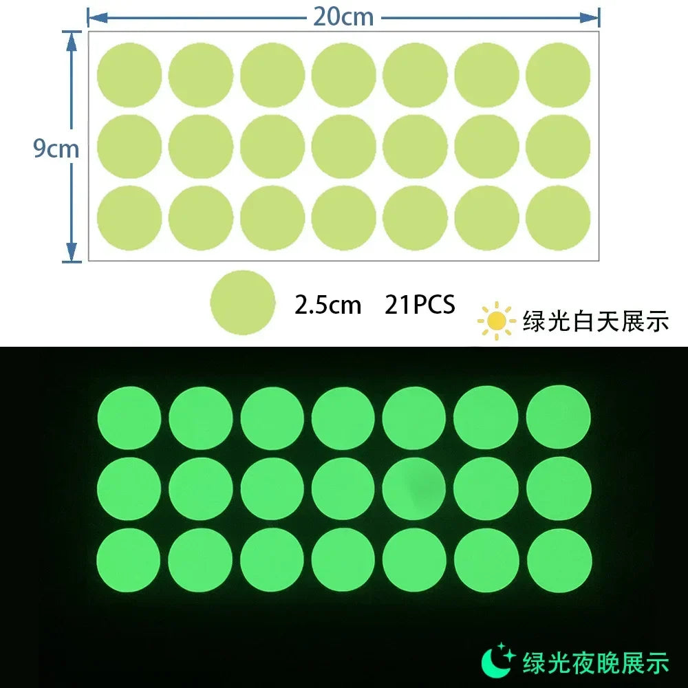 Glow in the Dark Wall Stickers | Luminous Dots Decals for Kids Room