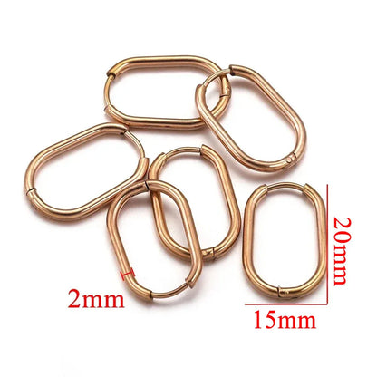 Gold Plated Rectangular Hoop Earrings | 6pcs Stainless Steel Jewelry Findings for DIY