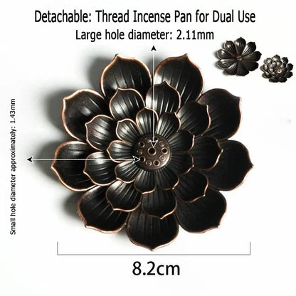 Lotus Flower Incense Burner | Metal Wax Melt Holder for Temple and Home
