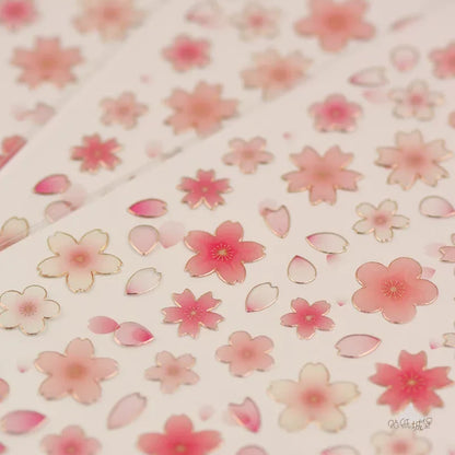 Korean Cherry Blossom Petal Stickers | Sakura Scrapbook and Stationery Set