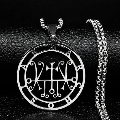 Sigeal Sigil De Lucifer Stainless Steel Satan Necklace | Asmoday Key Baphomet Pendant Jewelry