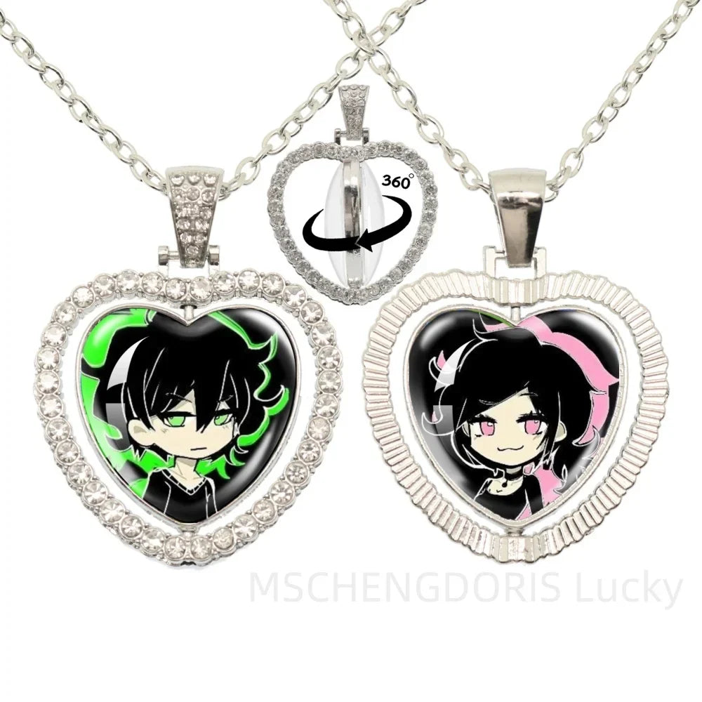 The Coffin Of Andy And Leyley Cosplay Necklace | Double Sided Glass Cabochon Heart Pendant