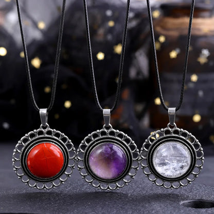 Lace Agate Pendant Necklace | Vintage Handmade Crystal Jewelry