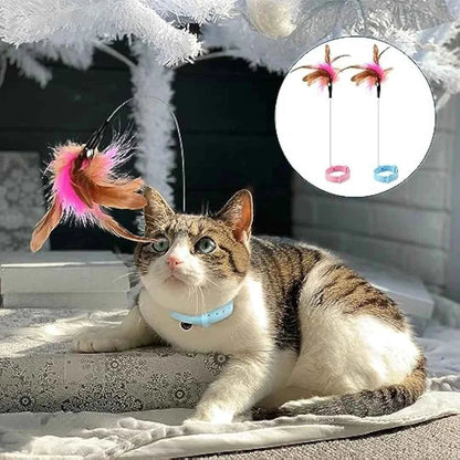 Adjustable Cat Collar Feather Teaser Toy with Bell