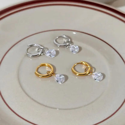 Stainless Steel Waterdrop Zircon Hoop Earrings | Fashion Jewelry for Women and Men