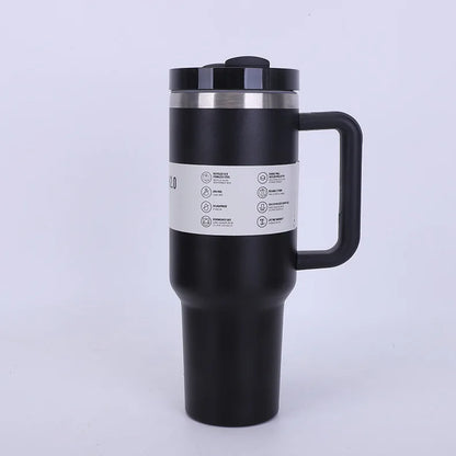 40 Oz / 1200 Ml Insulated Mug with Handle and Straw, Stainless Steel Tumbler with Spill-proof Lid for Hot or Cold Drinks