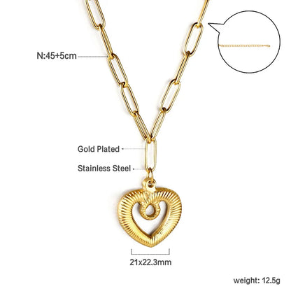 ASONSTEEL Romantic Heart Pendant Necklace | Gold Stainless Steel Choker for Women Gift