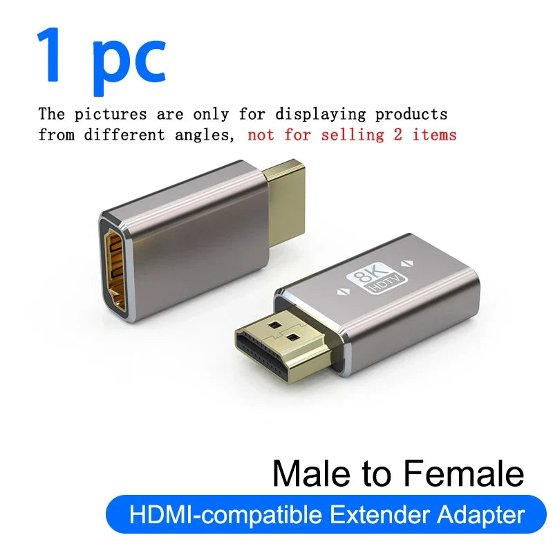 8K HDMI 2.1 Right Angle Adapter | 90 Degree Male to Female Connector for TV and Console