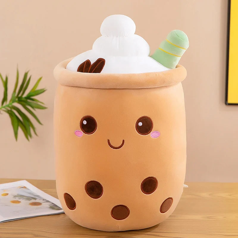 Kawaii Boba Fruit Bubble Tea All Series Cartoon Plush Toy Stuffed Animals Cute Food Milk Tea Soft Toys Room Decor Pillow Gifts
