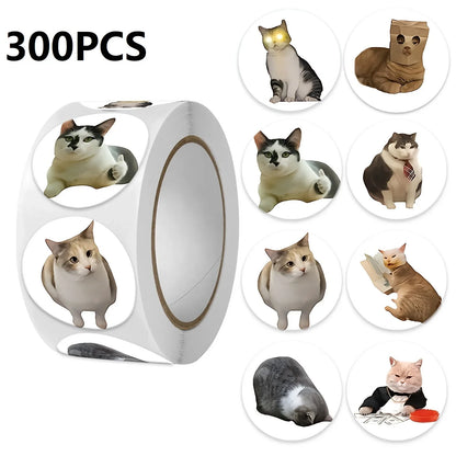 Funny Cat Cartoon Sticker Roll | 100pcs Animal Stickers for Photocard Decor