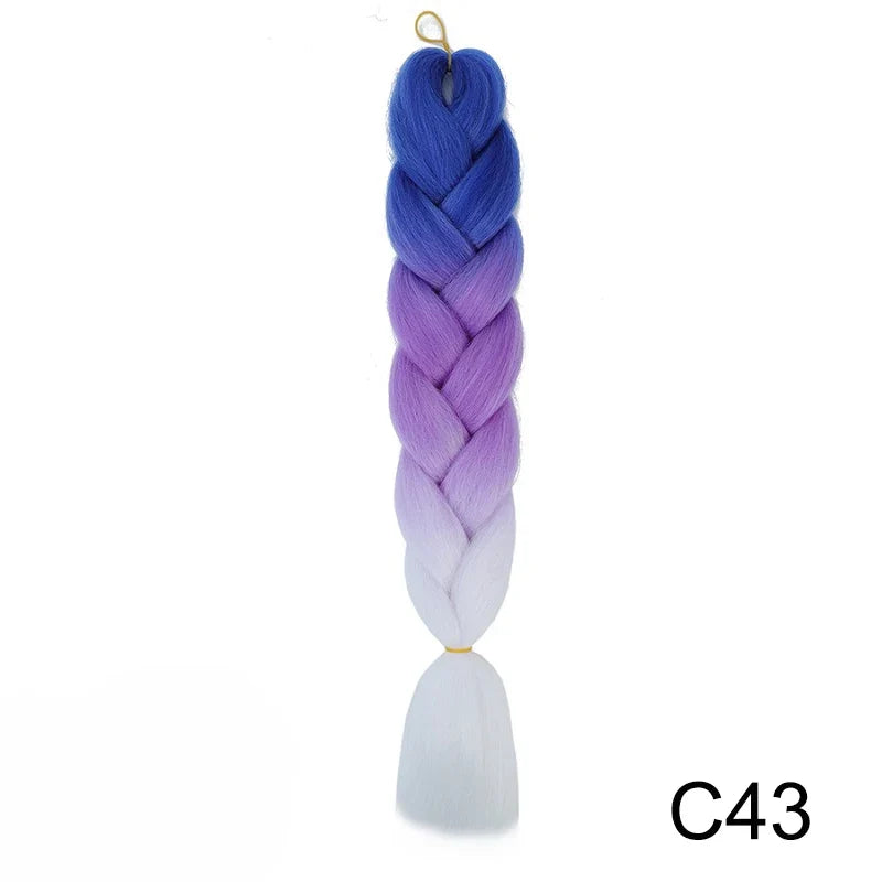 Synthetic Jumbo Braids Hair 24Inch | Ombre Braiding Hair Extensions for Crochet Box Braid Blue Purple