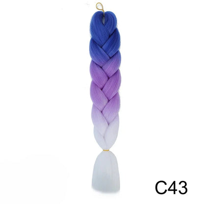 Synthetic Jumbo Braids Hair 24Inch | Ombre Braiding Hair Extensions for Crochet Box Braid Blue Purple
