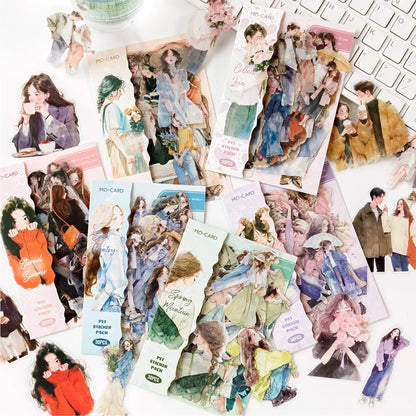 Yoofun 30pcs Cute Girl Happy Life Character Stickers | Scrapbooking Journal Decor