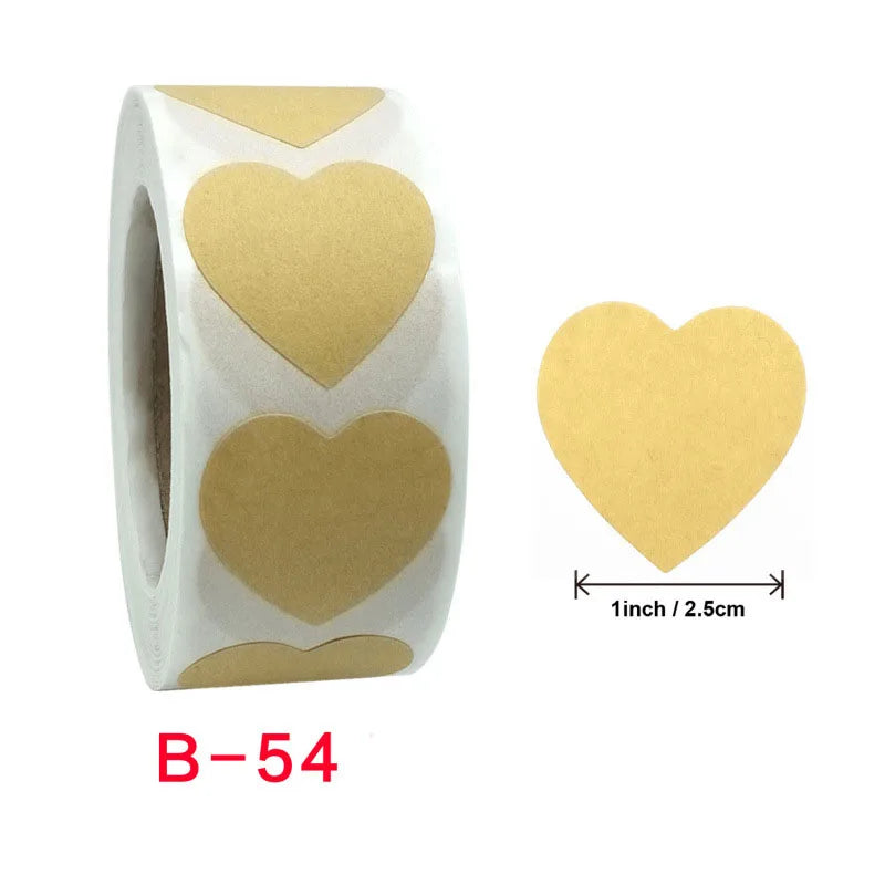 500PCS explosions kraft paper heartshaped round stickers personalized stickers holiday decoration baking stickers classification