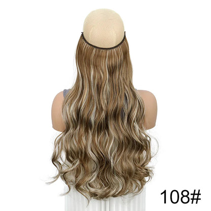 20 Inch Curly Fish Line Hair Extension | One Piece No Clip Synthetic Hair Piece