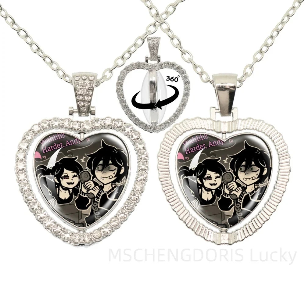 The Coffin Of Andy And Leyley Cosplay Necklace | Double Sided Glass Cabochon Heart Pendant