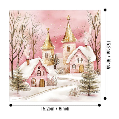 Pink Christmas Scrapbook Paper Pad | 12 Sheets Decorative Craft Papers