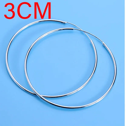 925 Sterling Silver Large Circle Hoop Earrings | Wedding Fine Fashion Jewelry