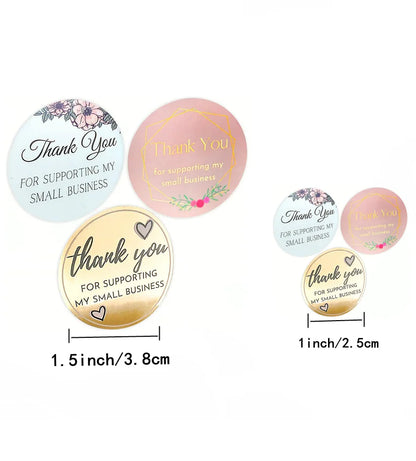 500pcs Thank You Stickers for Small Business | Floral Gift Packaging Seal Labels