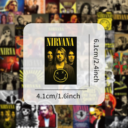 52 Pieces Nirvana Band Stickers | Rock Music Fan Decorative Decals for Laptops, Phone Cases & Guitars