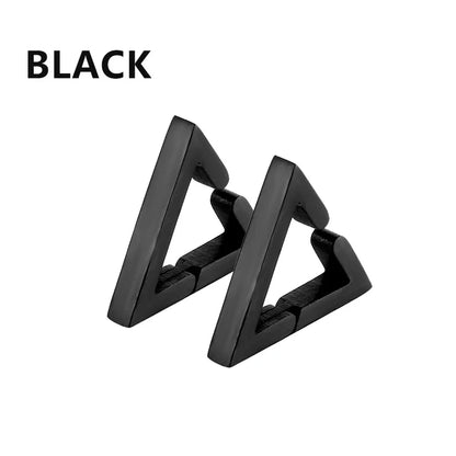 Stainless Steel Non-Piercing Triangle Earrings | Punk Hip Hop Ear Clip Set