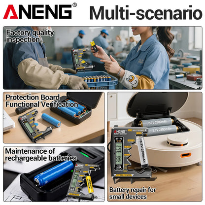 ANENG BT173 Universal Digital Battery Tester | 18650/AA/AAA/9V/12V Button Battery Level Display Tool