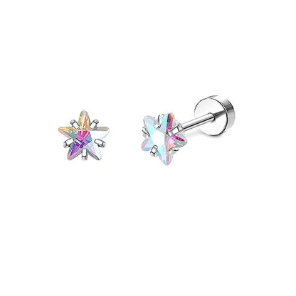 Stainless Steel Crystal Stud Earrings Set | Star Heart Butterfly Cartilage Tragus Helix Piercing Jewelry