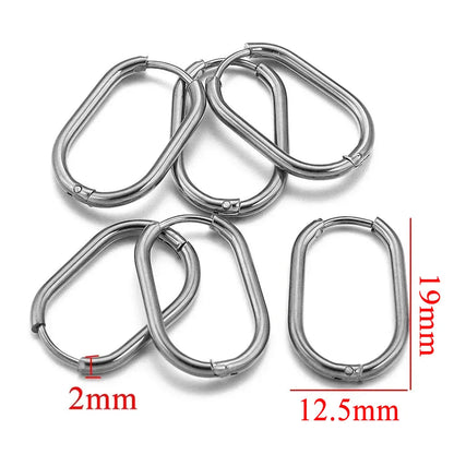 Gold Plated Rectangular Hoop Earrings | 6pcs Stainless Steel Jewelry Findings for DIY