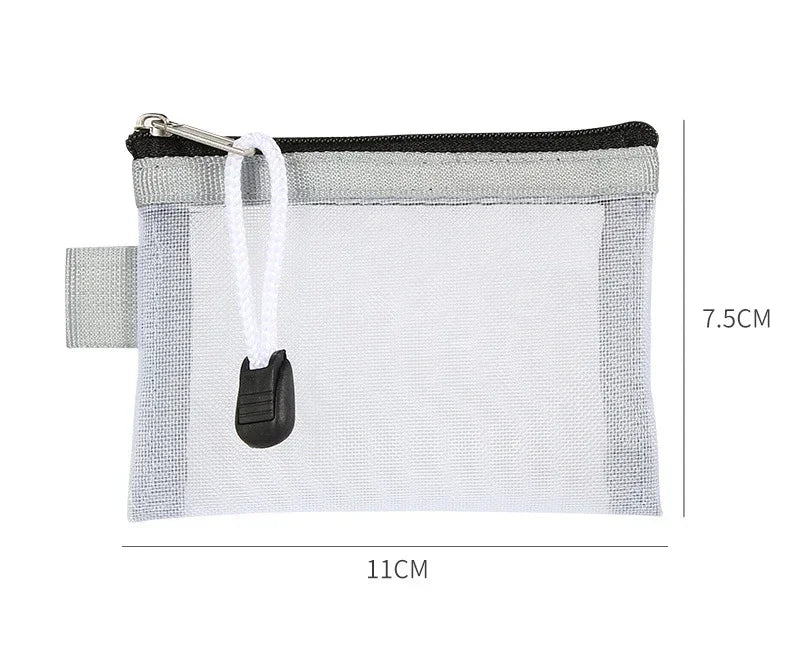 Mini Clear Nylon Mesh Zipper Coin Purse | Portable Wallet for Cards, Keys, and Lipstick