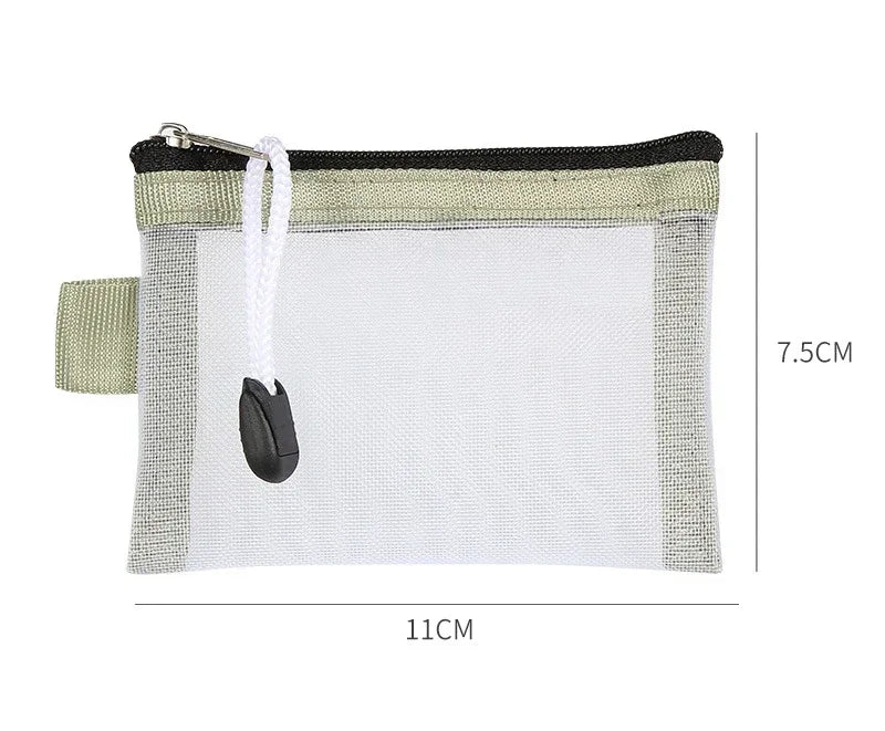 Mini Clear Nylon Mesh Zipper Coin Purse | Portable Wallet for Cards, Keys, and Lipstick