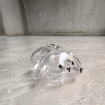 Transparent Rabbit Fur Storage Box Keychain | Pet Memorial Keepsake